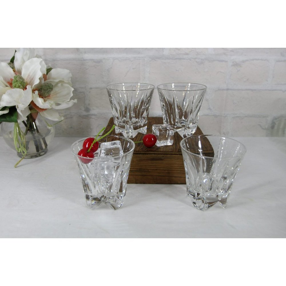 LENOX CRYSTAL ROCK glasses set of 4 1980's signed  barware  bar cart glasses